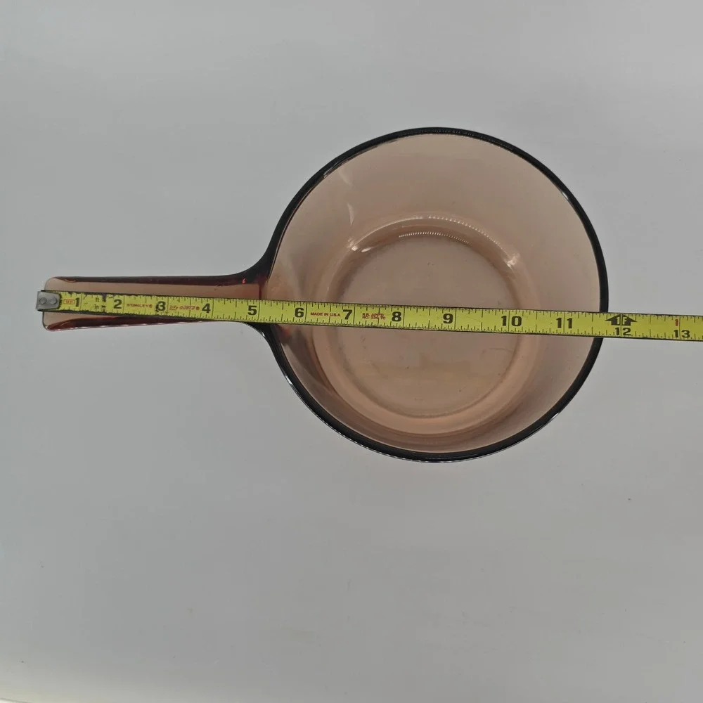 Vintage Corning Visions Amber 1.5L Glass Saucepan Brown Cookware